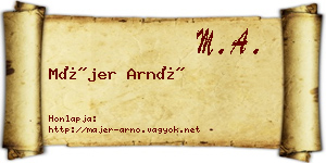 Májer Arnó névjegykártya